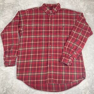 Work n Sport Flannel Shirt Men's Red Plaid Long‎ Sleeve Button Up XLT
